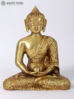 8" Meditating Buddha In Brass | Handmade | Made In India