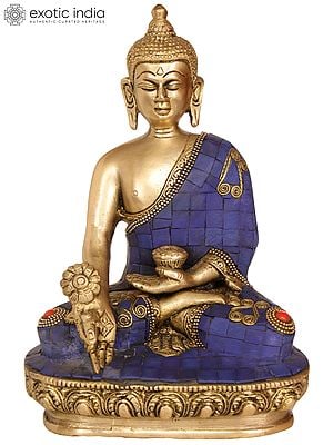 8" Tibetan Buddhist Deity Medicine Buddha In Brass | Handmade | Made In India