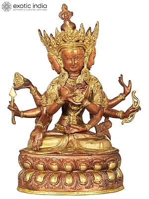 13" Tibetan Buddhist Ushnishavijaya: The Goddess Victorious Over Death In Brass | Handmade | Made In India