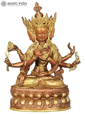 13" Tibetan Buddhist Ushnishavijaya: The Goddess Victorious Over Death In Brass | Handmade | Made In India