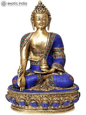 12" Tibetan Buddhist Deity Medicine Buddha In Brass | Handmade | Made In India