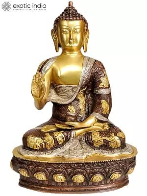 12" Lord Buddha in Vitarka Mudra In Brass | Handmade | Made In India