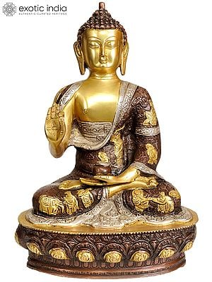 12" Lord Buddha in Vitarka Mudra In Brass | Handmade | Made In India