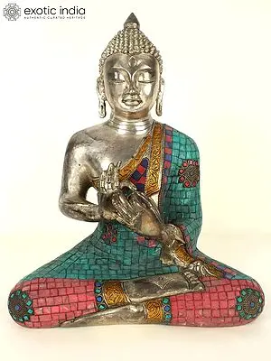 13" Tibetan Buddhist Lord Buddha in Dharmachakra Mudra In Brass | Handmade | Made In India
