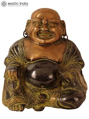 9" Joyous Laughing Buddha In Brass | Handmade | Made In India