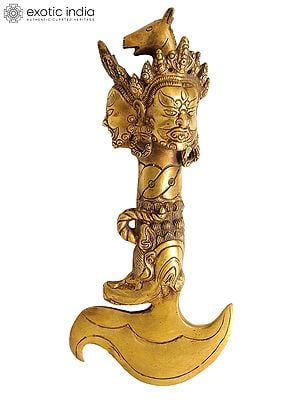 11" Tibetan Buddhist Hayagriva Chopper in Brass | Handmade | Made in India