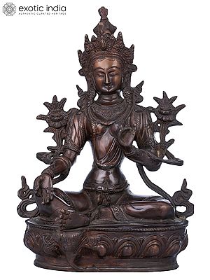 12" Green Tara (Tibetan Buddhist Deity) In Brass | Handmade | Made In India