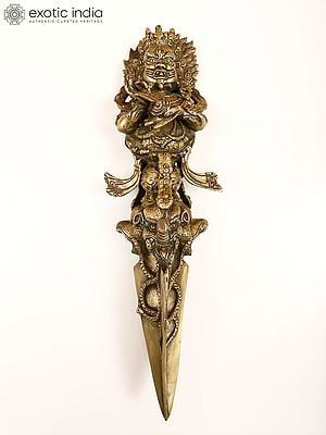 17" Tibetan Buddhist Mahakala Phurpa in Brass