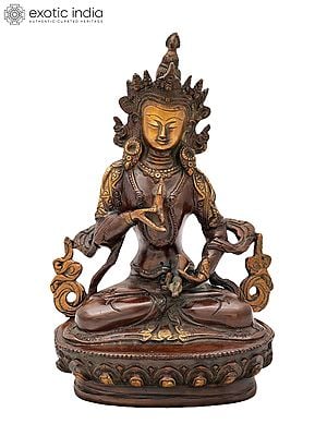 8" Tibetan Buddhist Deity Vajrasattva Brass Statue | Handmade | Made in India