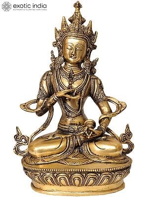 12" Tibetan Buddhist Deity Vajrasattva - The Divine Priest In Brass | Handmade | Made In India