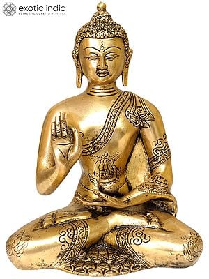 9" Buddha in The Vitarka Mudra In Brass | Handmade | Made In India