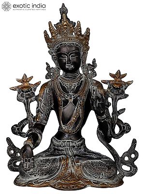 10" White Tara (Tibetan Buddhist Deity) In Brass | Handmade | Made In India