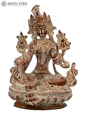 6" Tibetan Buddhist Goddess Green Tara Statue in Brass | Handmade | Made in India