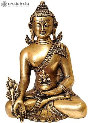 8" Tibetan Buddhist Deity Medicine Buddha In Brass | Handmade | Made In India