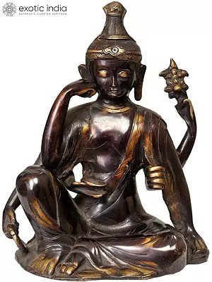 9" Japanese Thinking Buddha In Brass | Handmade | Made In India