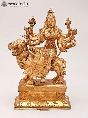 9" Goddess Durga Panchaloha Bronze Statue from Swamimalai | Madhuchista Vidhana (Lost-Wax)
