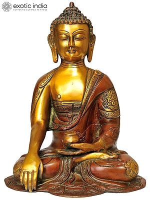 10" Buddha in the Bhumisparsha Mudra In Brass | Handmade | Made In India