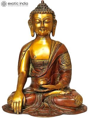 10" Buddha in the Bhumisparsha Mudra In Brass | Handmade | Made In India