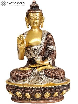 7" Blessing Buddha In Brass | Handmade | Made In India