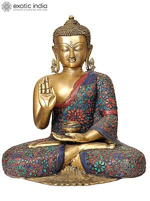 18" Large Size Tibetan Buddha in the Vitarka Mudra In Brass | Handmade | Made In India