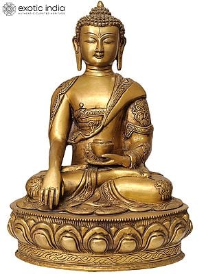 15" Buddha in the Bhumisparsha Mudra In Brass | Handmade | Made In India