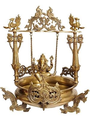 27" Special Large Swing Ganesha Urli In Brass | Handmade | Made In India