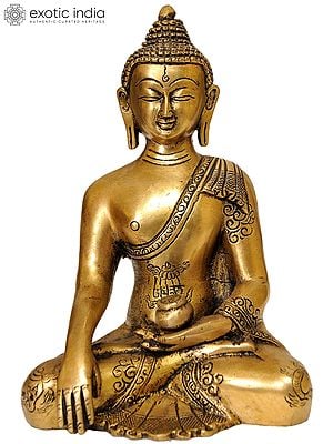 8" Buddha in The Bhumisparsha Mudra In Brass | Handmade | Made In India