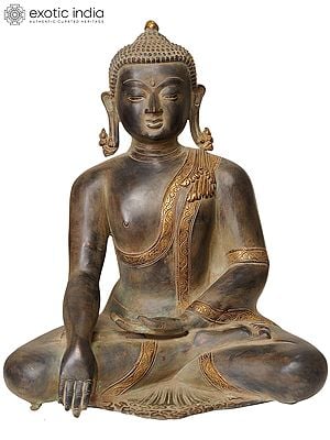 15" Buddha in the Bhumisparsha Mudra In Brass | Handmade | Made In India