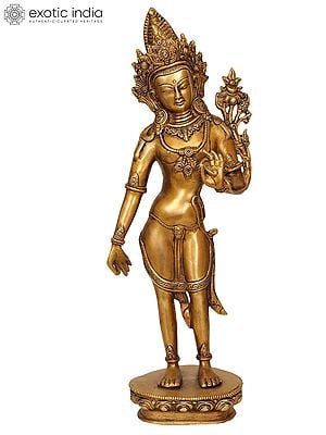 17" Tibetan Buddhist Padmapani Deity Avalokiteshvara In Brass | Handmade | Made In India