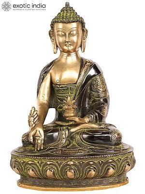 11" Tibetan Buddhist Deity Medicine Buddha In Brass | Handmade | Made In India