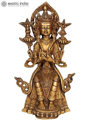 9" Maitreya Buddha Brass Statue | Tibetan Buddhist Deity Idol