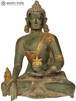 11" Tibetan Buddhist Deity Medicine Buddha In Brass | Handmade | Made In India