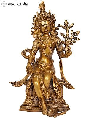 10" Tibetan Buddhist Deity Goddess Tara Brass Idol | Handmade | Made in India