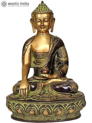 12" Lord Buddha in the Bhumisparsha Mudra In Brass | Handmade | Made In India