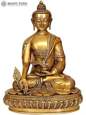 16" Tibetan Buddhist God Medicine Buddha In Brass | Handmade | Made In India