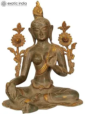 13" Green Tara (Tibetan Buddhist Goddess) In Brass | Handmade | Made In India
