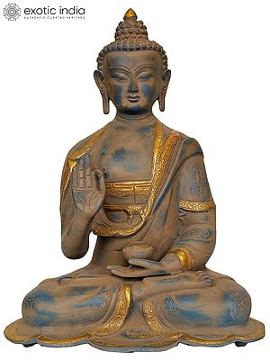 14" Blessing Buddha In Brass | Handmade | Made In India