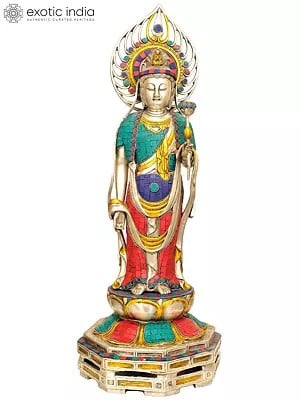 23" Japanese Buddha (Kuan Yin) In Brass | Handmade | Made In India