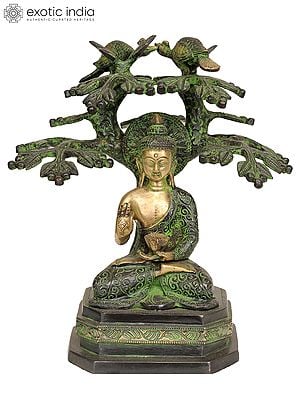 9" Buddha Under The Bodhi Tree In Brass | Handmade | Made In India