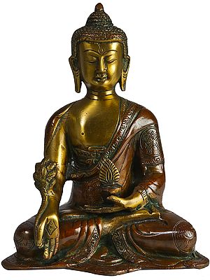 8" Medicine Buddha Statue in Brass | Handmade Buddhist Deity Idol | Made in India