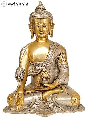 8" Medicine Buddha Statue in Brass | Handmade Buddhist Deity Idol | Made in India