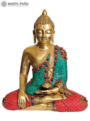 14" Lord Buddha in the Earth Touching Gesture In Brass | Handmade | Made In India