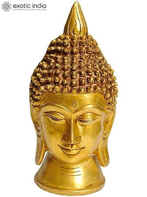 7" Lord Buddha Head In Brass | Handmade | Made In India