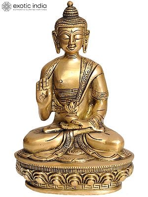 8" Blessing Buddha In Brass | Handmade | Made In India