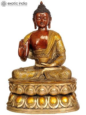 36" Large Size Gautam Buddha Preaching His Dharma In Brass | Handmade | Made In India