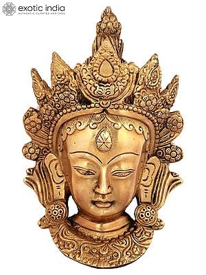 7" Goddess Tara Wall Hanging Mask in Brass | Handmade | Made in India