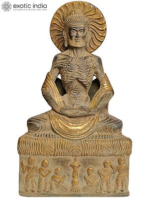 12" Emaciated Buddha Brass Sculpture | Handmade | Made in India