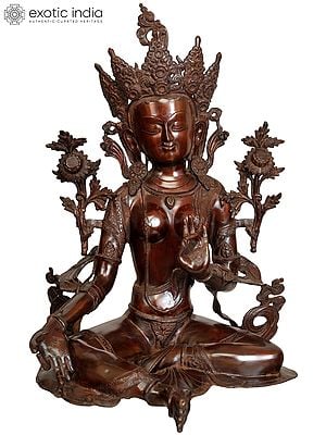 27" Large Size Goddess Green Tara (Tibetan Buddhist Diety) In Brass | Handmade | Made In India