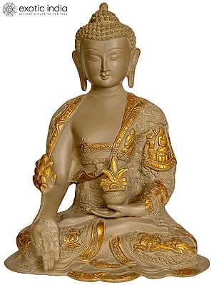 11" Tibetan Buddhist Deity Medicine Buddha In Brass | Handmade | Made In India