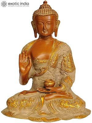 12" Preaching Buddha Brass Sculpture | Handmade | Made in India